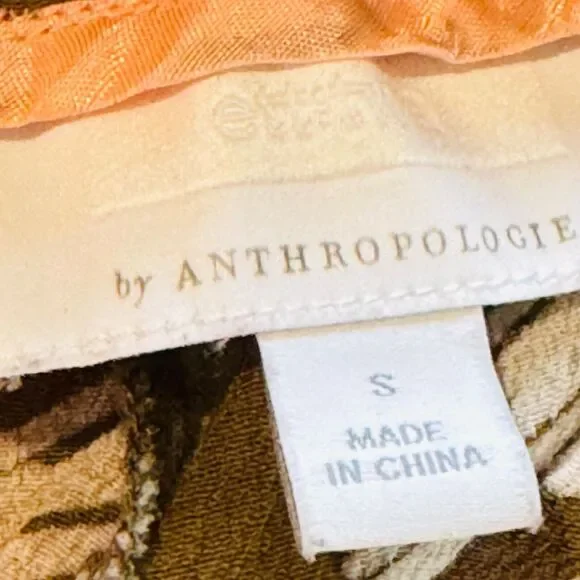 Anthropologie Ett:twa () Green & Cream Print Shorts Size Small - Picture 7 of 8